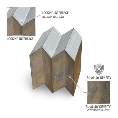 Briques de blindage en plomb pur à 99,994 % avec emboîtement double chevrons pour une épaisseur personnalisable de 8 mm à 200 mm de protection contre les radiations